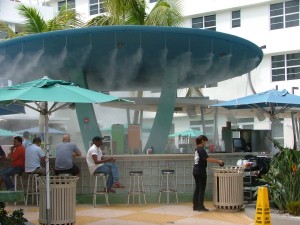 Misters at an outdoor bar