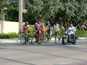 Cyclists in downtown Delray Beach